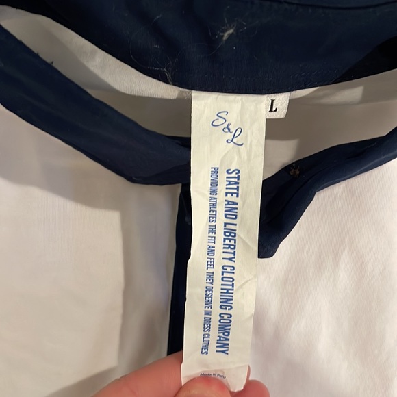 State & Liberty Long Sleeve Button Up White/Navy - Size Large - Picture 2 of 3